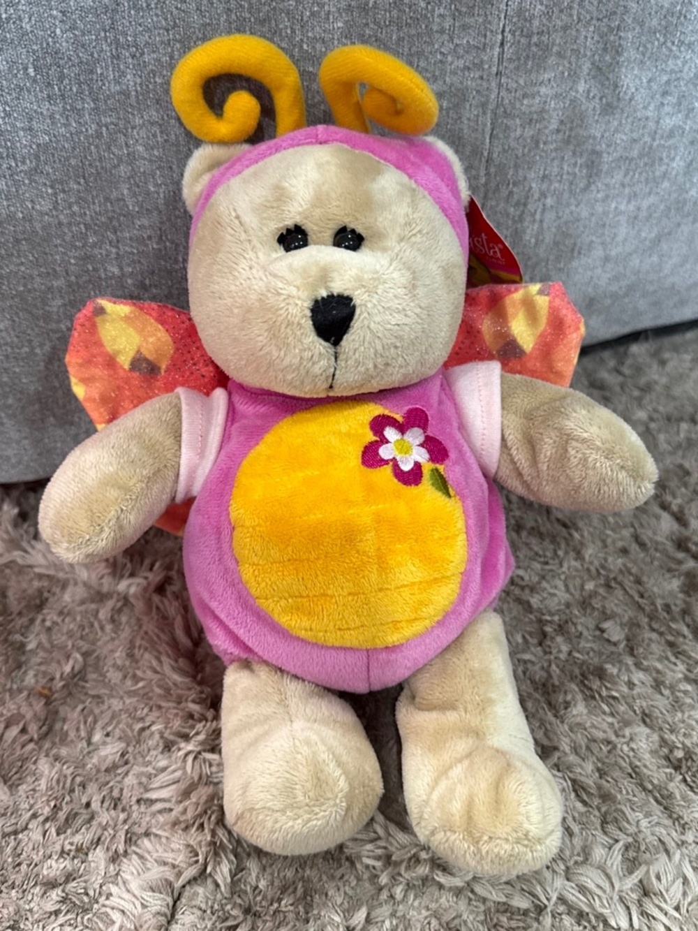 Starbucks Bearista Bear Plush Butterfly Costume Pink Yellow Beige 2004 NWT
